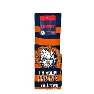 CHUCKY ORANGE & BLACK STRIPED KNEE SOCKS I'M YOUR FRIEND TILL THE END